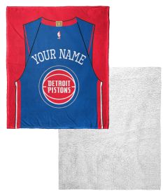 [Personalization Only] OFFICIAL NBA Jersey Silk Touch Sherpa Throw Blanket - Pistons