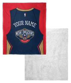 [Personalization Only] OFFICIAL NBA Jersey Silk Touch Sherpa Throw Blanket - Pelicans