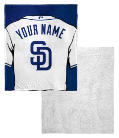 [Personalization Only] OFFICIAL MLB Jersey Personalized Silk Touch Sherpa Throw Blanket - Padres