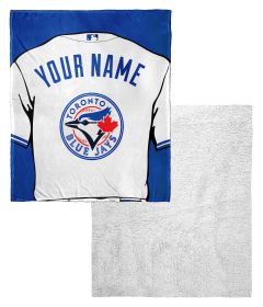 [Personalization Only] OFFICIAL MLB Jersey Personalized Silk Touch Sherpa Throw Blanket - Blue Jays