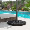 Outsunny 4 Pieces Round Patio Umbrella Base, Cantilever Offset Outdoor Umbrella Weights, 52 Liters Capacity Water or 112 lbs Capacity Sand Plates Set,