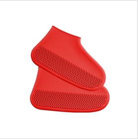 Men and women hiking slip wearable easy to carry silicone rain boots (Option: Red-S)