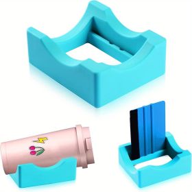 Silicone Cup Cradle For Tumblers With Built-in Slot; Anti-Slip Water Cup Holder For Tumblers/Coffee Cups/Glass/water Bottles/Cans (Color: Blue)