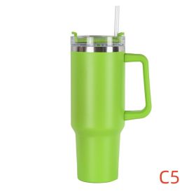 40 oz. With Logo Stainless Steel Thermos Handle Water Glass With Lid And Straw Beer Glass Car Travel Kettle Outdoor Water Bottle (Capacity: 1200ml, Color: C5)