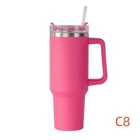 40 oz. With Logo Stainless Steel Thermos Handle Water Glass With Lid And Straw Beer Glass Car Travel Kettle Outdoor Water Bottle (Capacity: 1200ml, Color: C8)