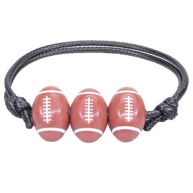 Sports Theme Charm Bracelets; Basketball Football Baseball Volleyball Bracelet Adjustable Inspirational Sports Beads Ball Bracelet With Charm For Teen (size: Football)