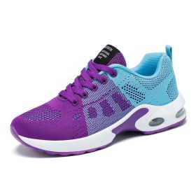 Women Mesh Casual Sport Shoes 36-42 Breathable Lightweight Running Air Cushion Outdoor Soft Sneaker Spring Summer Autumn New (Color: purple blue, size: 40)