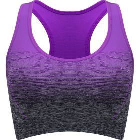 1pc/2pcs/3pcsMedium Support Two Tone Racer Back Sports Bra, Fitness Workout Running Yoga Bra (Color: Purple, size: S(4))