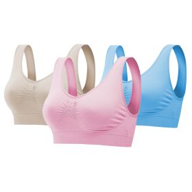 3 Pack Sport Bras For Women Seamless Wire free Bra Light Support Tank Tops For Fitness Workout Sports Yoga Sleep Wearing (Color: LP_LB_Nude, size: XL)