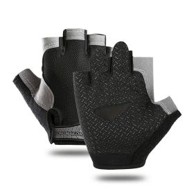 Breathable Fitness Gloves Gym Weightlifting Thin Non-slip Half Finger Cycling Gloves Equipment Yoga Bodybuilding Training Sports Black Color (size: L)