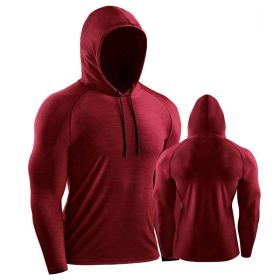 Male Training Shirts Quick Drying Gym Clothing Musculation Sportswear Fitness Running Jackets Rashguards Hoodies ropa deportiva (Color: Red 1, size: M)