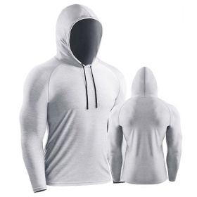 Male Training Shirts Quick Drying Gym Clothing Musculation Sportswear Fitness Running Jackets Rashguards Hoodies ropa deportiva (Color: Grey white 1, size: M)