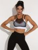 Faux Two Pieces Contrast Mesh Sports Bra, High Stretch Sleeveless Push Up Sexy Yoga Cropped Tank Top, Women's Activewear